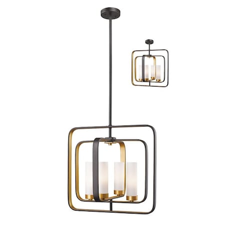 Z-Lite Aideen 4 Light Pendant, Bronze Gold & Matte Opal 6000SFC-BZGD